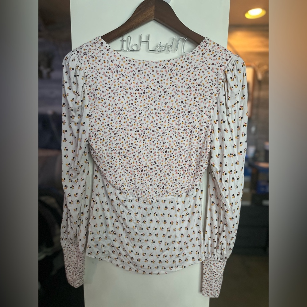 SOLD free people floral henley long sleeve - Picture 6 of 6